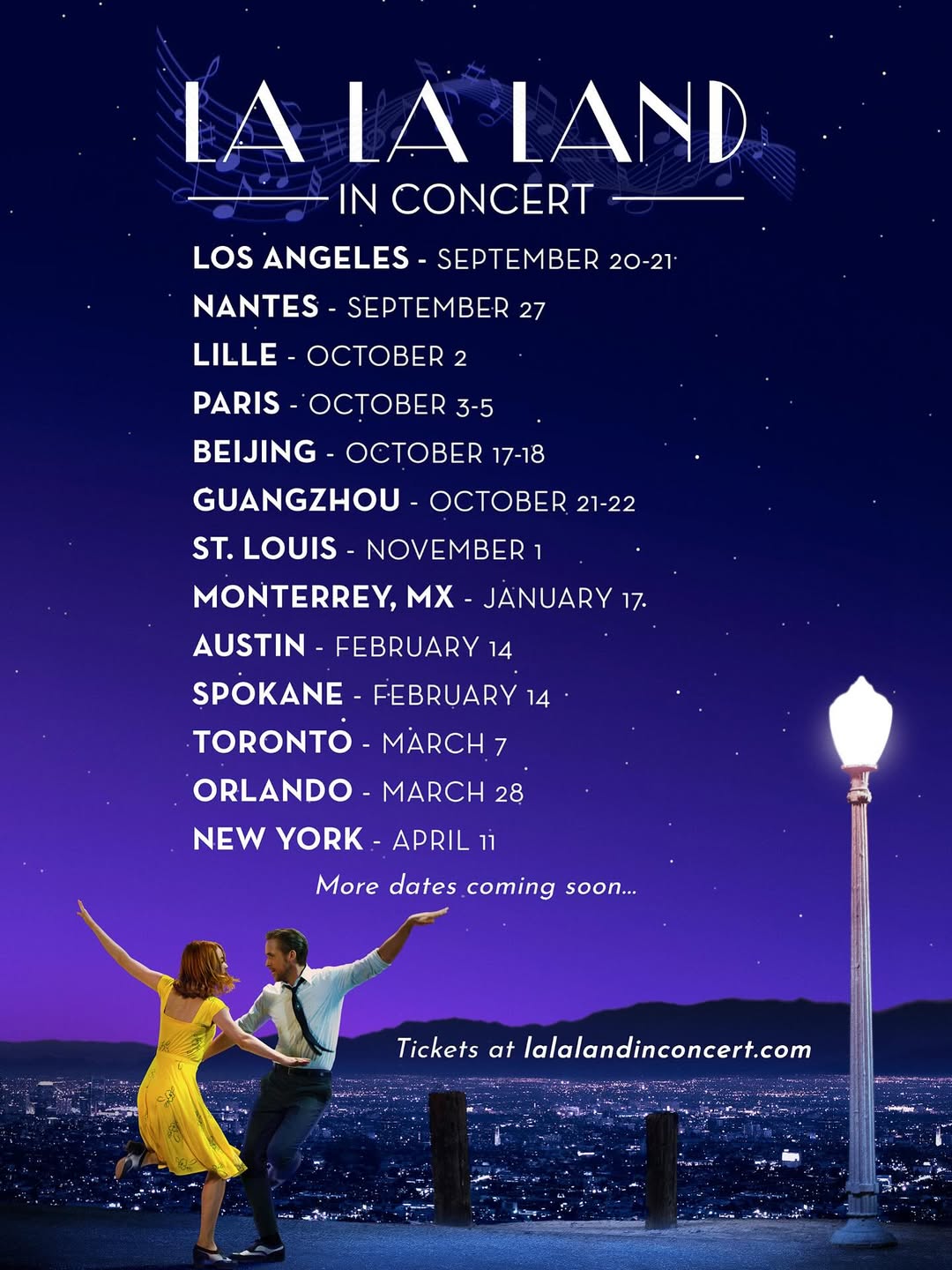 La La Land in Concert live tour poster 2026 & 2027